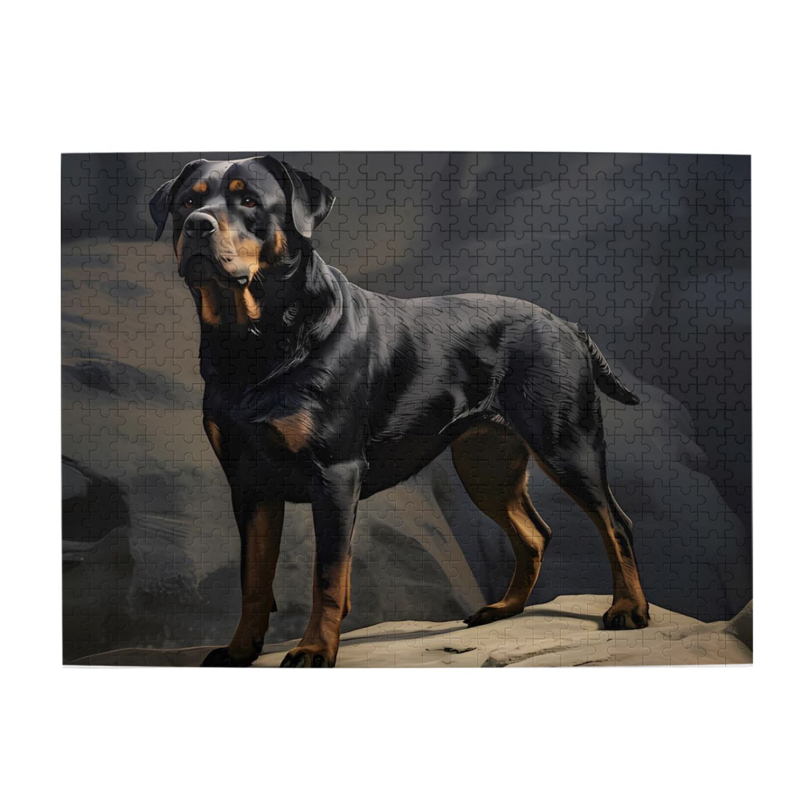 1000-Piece Wooden Jigsaw Puzzle for Adults - Rottweiler Standing Alert ...