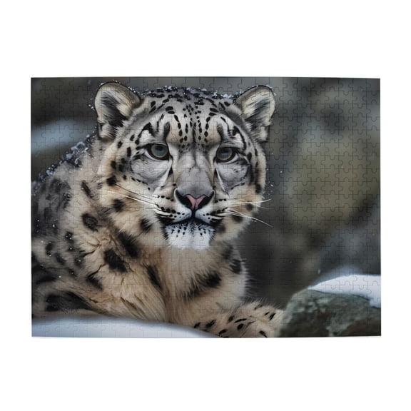 1000-Piece Wooden Jigsaw Puzzle for Adults - Snow Leopard Face Close Up , Interlocking Pieces with Guide Letters, Holiday Gift & Home Decor