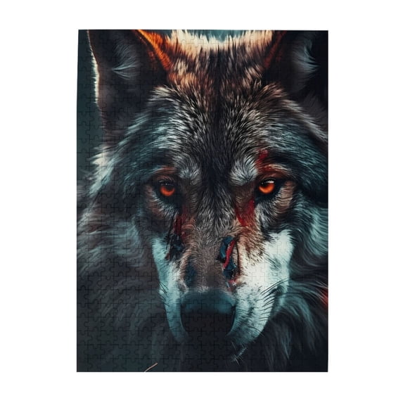 1000-Piece Wooden Jigsaw Puzzle for Adults - Wolf Spirit Predator Warrior , Interlocking Pieces with Guide Letters, Holiday Gift & Home Decor