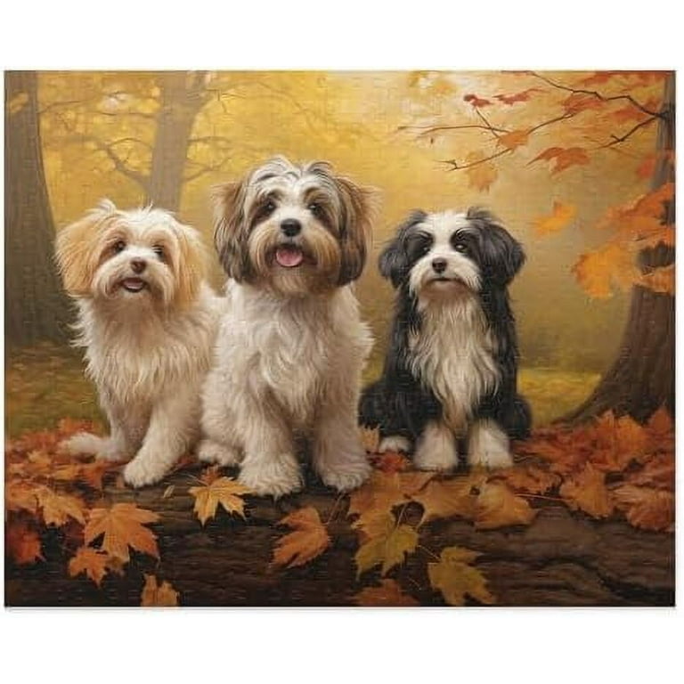 1000 Piece Wooden Puzzle for Adults Havanese Dogs in Autumn Park Jigsaw Puzzle Challenging for Youth Fun Puzzle Family Educational Game Toys Holiday Activities Gift Colorful Puzzles Walmart