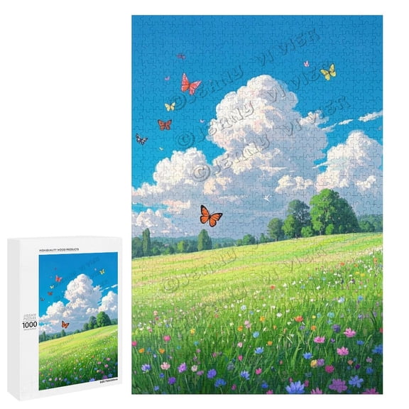 1000 Piece Wooden Puzzle, Green Grass On The Hillside, Ideal Puzzle for Brain Exercise, Finished Size 30" x 20"