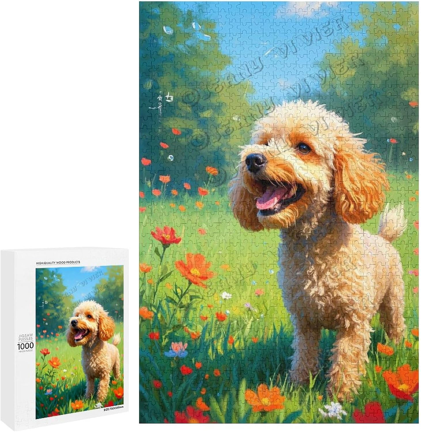 1000 Piece Wooden Puzzle for Brown Poodle Dog Lovers, Jigsaw for adults ...