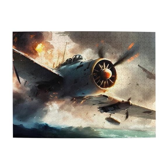 1000 Piece Wooden WWII Fighter Plane Jigsaw Puzzle For Adults – Dynamic Aerial Combat Art, Challenging Brain Exercise, Relaxing Stress Relief, Ideal Gift For History Buffs