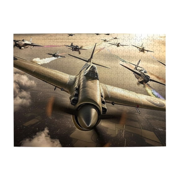 1000 Piece Wooden WWII Fighter Planes Jigsaw Puzzle For Adults Vibrant Air Combat Art, Challenging Brain Teaser, Relaxing Activity & Great Gift For Home Decor