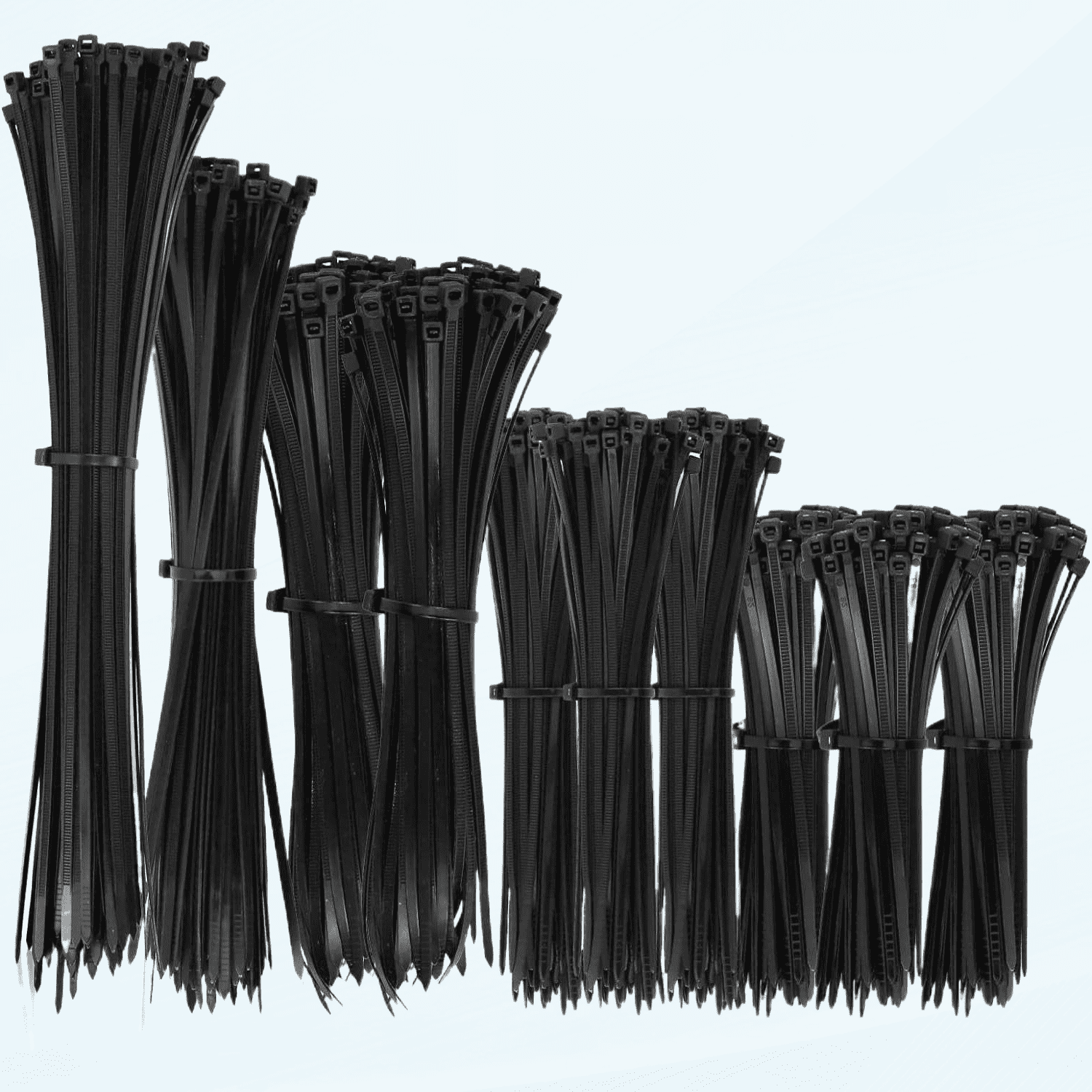 1000 Pieces Black Nylon Cable Ties Mixed Pack Heavy Duty Strong Self