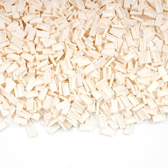 1000 Pieces Building Bricks - Tiles 1x2 Flat Basic Building Blocks Parts Pack,Smooth Plate Accessories Bulk Lots White
