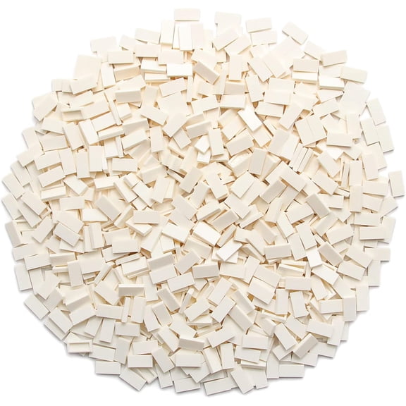1000 Pieces Building Bricks - Tiles 1x2 Flat Basic Building Blocks Parts Pack,Smooth Plate MOC Accessories Bulk Lots White
