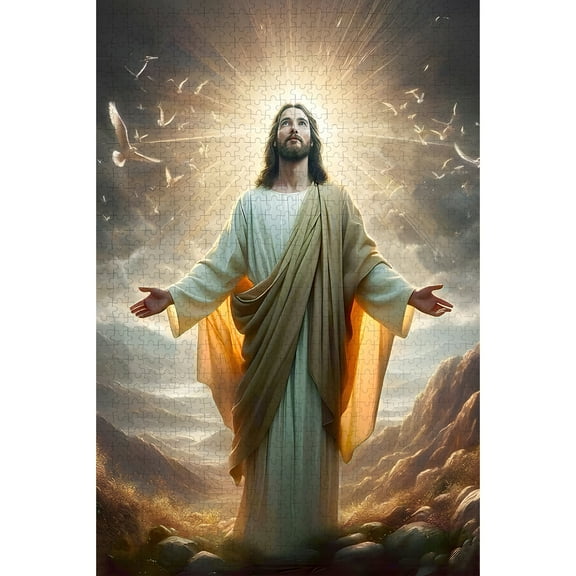 1000 Pieces, Jesus Wooden Jigsaw Adult Puzzle, Family Fun, Relaxation, Decoration and Gift Giving. Puzzle size: 29.5x19.7 inches and 1:1 original picture poster