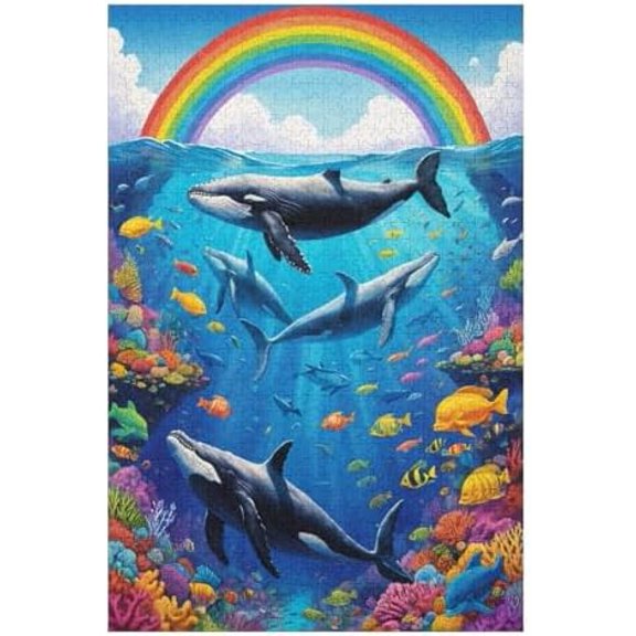 1000 Pieces Jigsaw Puzzle for Adults, Killer WhalesWood Jigsaw Puzzle, Brain Challenge Educational Game Relaxation Family Activities Decoration Puzzle