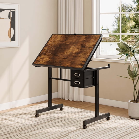 1000 Pieces Jigsaw Puzzle Table with 4 Trays and 2 Drawers, Puzzle Board with Wooden Cover and 4 Wheels, Storage Puzzle Table for Adults, Black