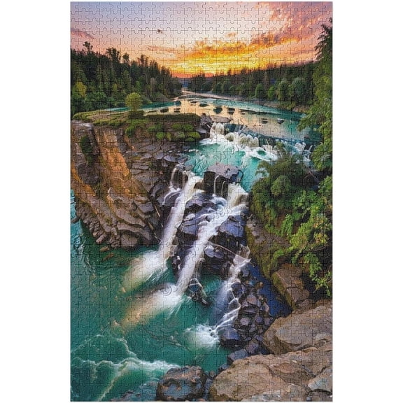 1000 Pieces Jigsaw Puzzles Challenging Adult - Mountains Waterfall Water Flow Creek Stream Landscape Puzzles - Suitable as Home Decor Family Unzip Game or A Novelties to Develop Intelligence