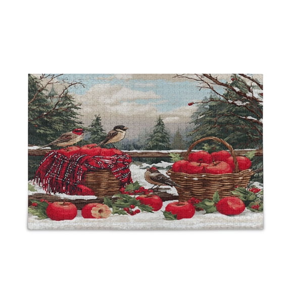 1000 Pieces Jigsaw Puzzles Storage Bag & Guide Apples and Baskets Puzzle for 15+