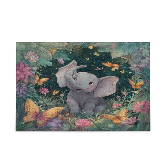 1000 Pieces Jigsaw Puzzles Storage Bag & Guide Cute Elephant Puzzle for 15+