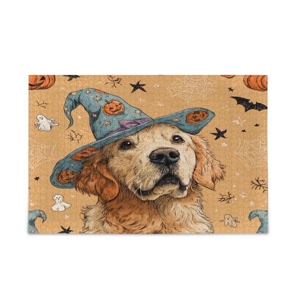 1000 Pieces Jigsaw Puzzles Storage Bag & Guide Cute Golden Retriever Puzzle for 15+