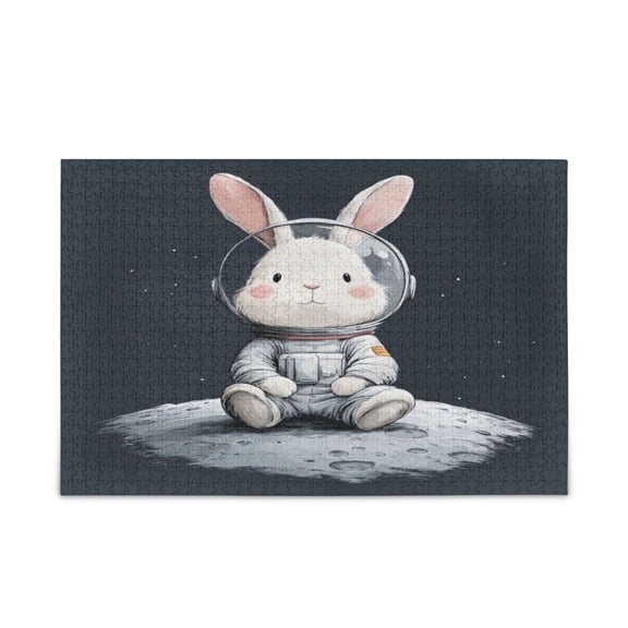 1000 Pieces Jigsaw Puzzles Storage Bag & Guide Rabbit in A Space Puzzle for 15+