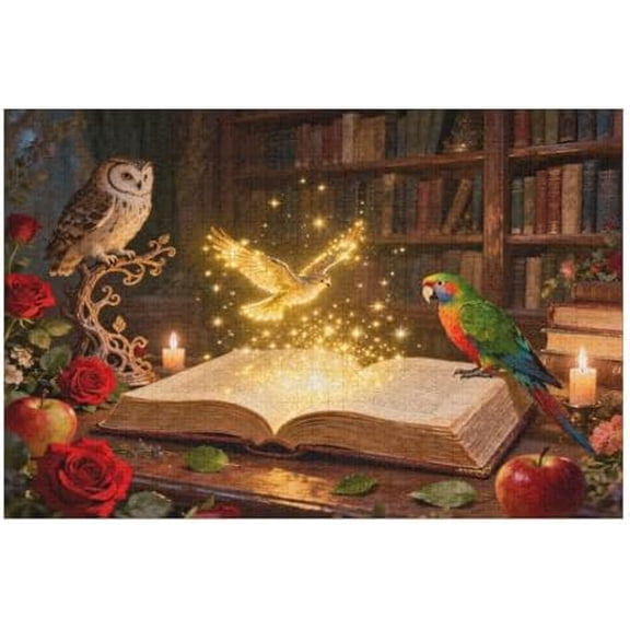 1000 Pieces Puzzle for Adults, Magic Book Puzzle, Bird and Rose Jigsaw Puzzles 1000 Pieces, Challenging Game Home Decor Birthday Party Gift Kit for Adults Seniors 30 x 20 inch