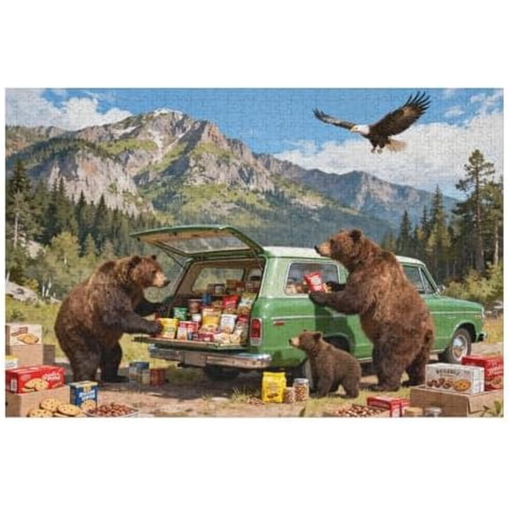 1000 Pieces Puzzle for Adults, Wild Bear Family Puzzles for Adults 1000 Pieces, Mountain and Forest Scenery Jigsaw Puzzles 1000 Piece, Family Challenging Puzzle Game Great Gift Idea 30 x 20 in
