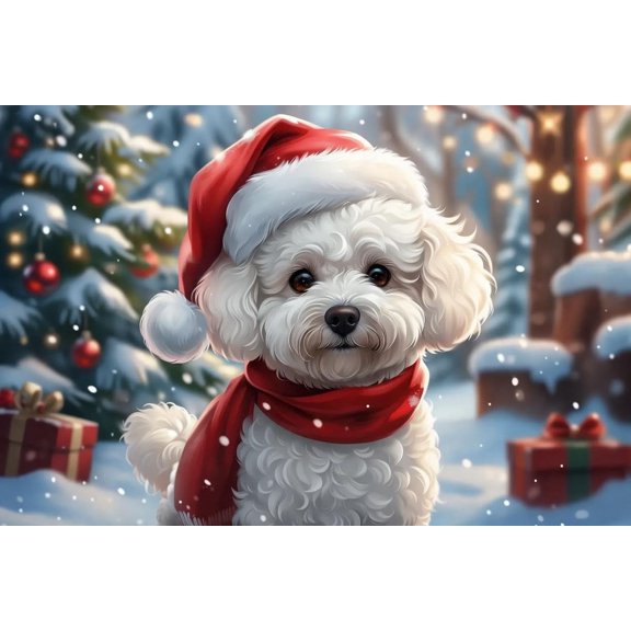 1000 Pieces Puzzle for Adult Bichon Frise Santa Anime Wooden Jigsaw Puzzles Challenging Educational Fun Interactive Toys for Family Creative Gift