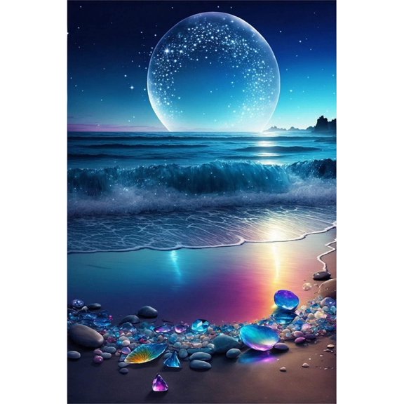 1000 Pieces Puzzle for Adult - Seaside Night View Wooden Jigsaw Puzzles Challenging Educational Fun Toys for Family Creative Gift