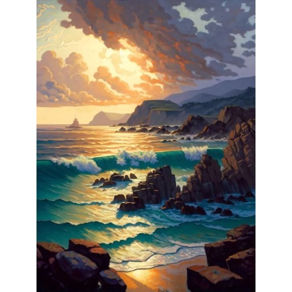 1000 Pieces Puzzle for Adult - Sunset Waves Beach Wooden Jigsaw Puzzles Challenging Educational Fun Interactive Toys for Family Creative Gift (2)