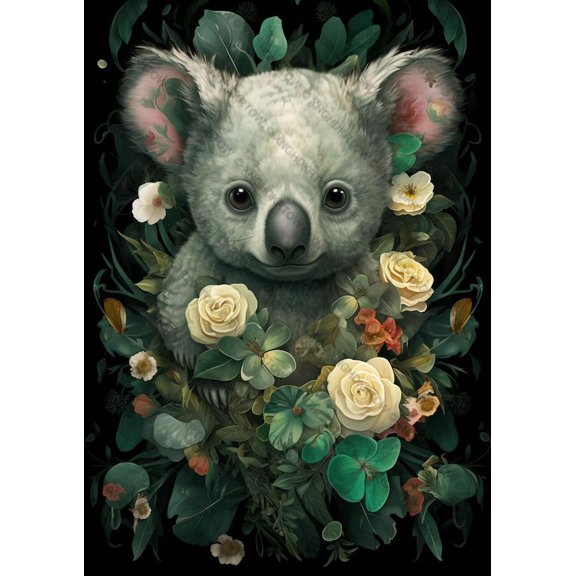 1000 Pieces Puzzles Koala Bear Surrounded by Flowers and Leaves Jigsaw for Adults Up Puzzle GFT Women Men