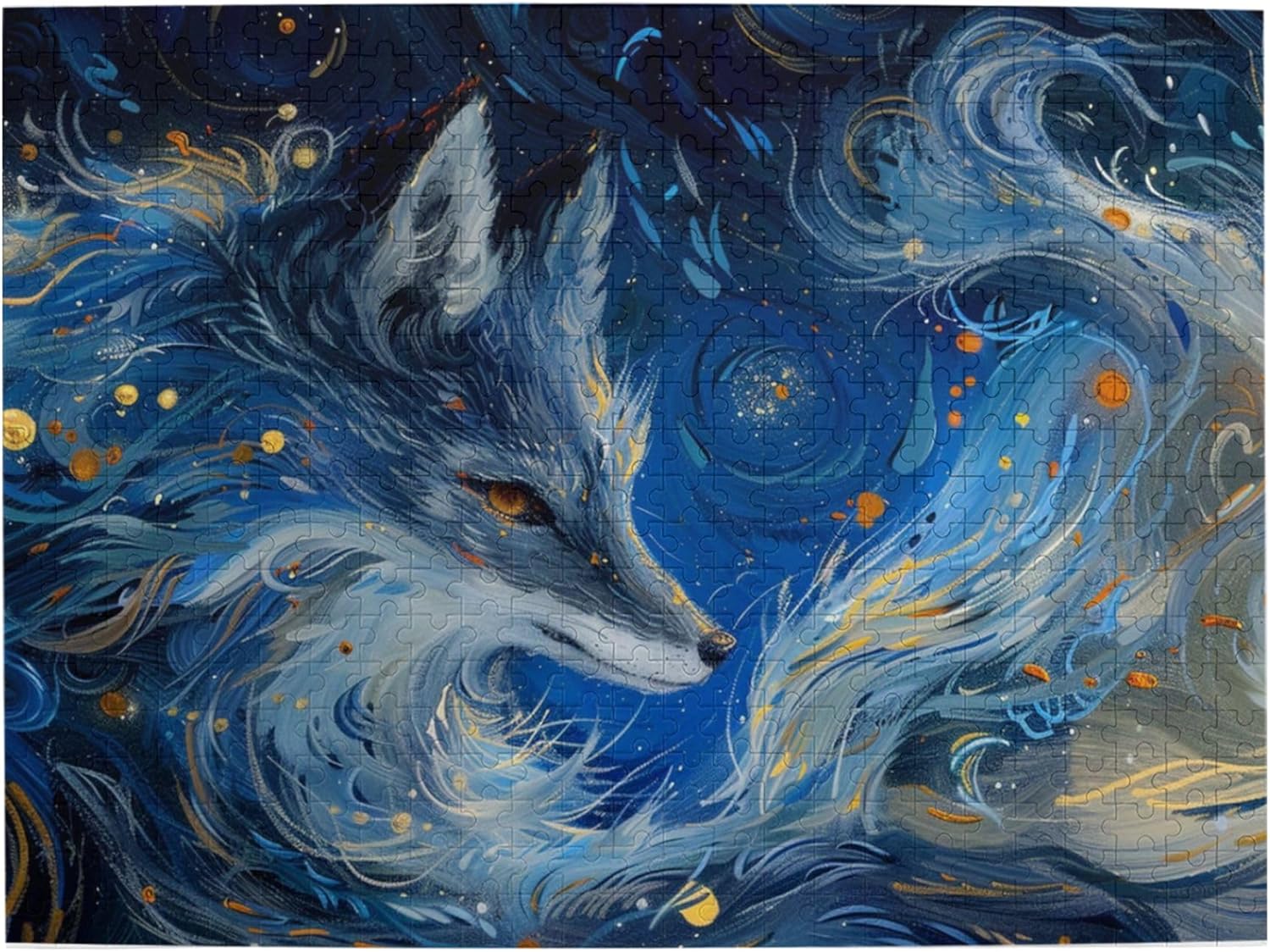 1000 Pieces Wooden Jigsaw Puzzle for Adults Fox Whimsical Brush Stroke ...