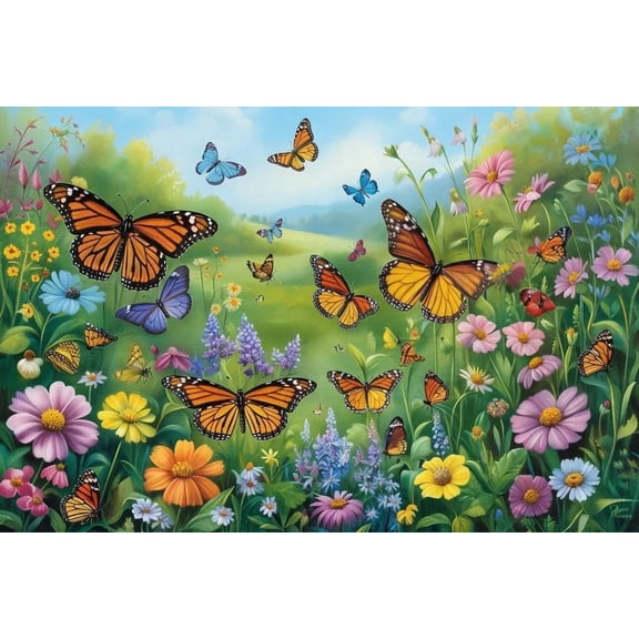 1000 Pieces Wooden Jigsaw Puzzle Cool Anime Butterflies in The Garden Stress Relief Brain Teaser Home Decor Unique Gift for Adults Flower Lovers Family Leisure Activity Ideal For Relaxation