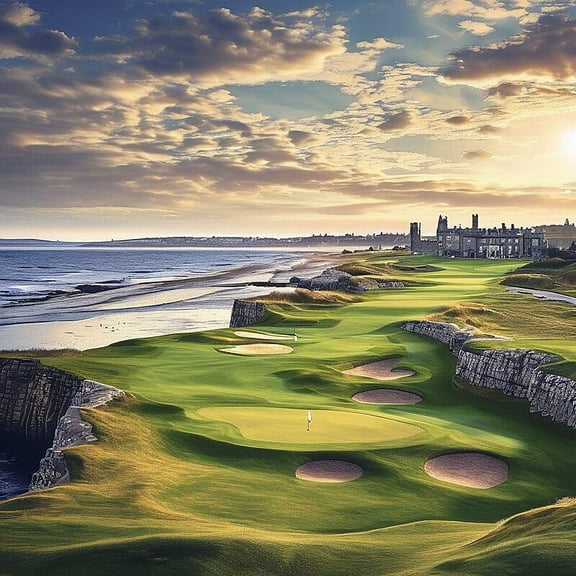 1000 Pieces Wooden Jigsaw Puzzle Golf Old Course at St Andrews Scotland Games Entertainment Home Decor Stress Relief Brain Teaser Home Decor Unique Gift for Adults Golf Lovers