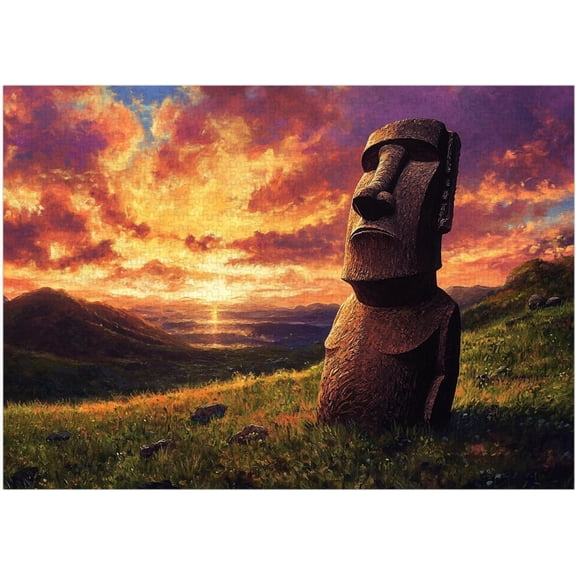 1000 Pieces Wooden Jigsaw Puzzle Moai on Easter Island Stress Relief Brain Teaser Home Decor Unique Gift for Adults Travel Lovers Family Leisure Activity Ideal For Relaxation Challenging Fun