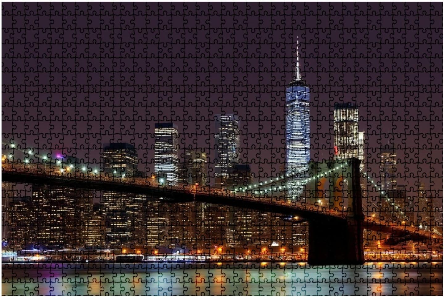 1000 Pieces Wooden Jigsaw Puzzle New York Skyline Brooklyns Bridges by ...