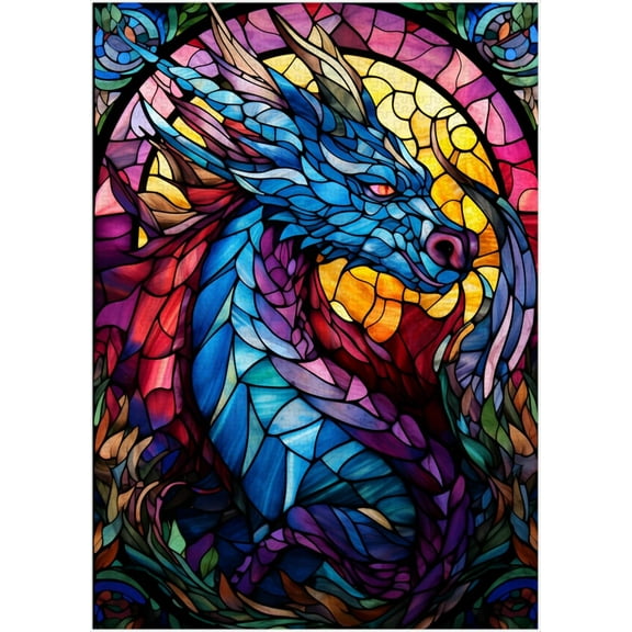 1000 Pieces Wooden Jigsaw Puzzle Stained Glass Dragon Stress Relief Brain Teaser Home Decor Unique Gift for Adults Dragon Lovers Family Leisure Activity Ideal For Relaxation Challenging Fun