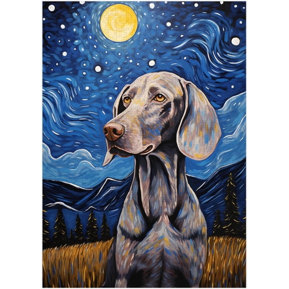 1000 Pieces Wooden Jigsaw Puzzle Starry Night Weimaraner Stress Relief Brain Teaser Home Decor Unique Gift for Adults Weimaraner Lovers Family Leisure Activity Ideal For Relaxation