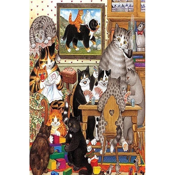 1000 Piecespcs of Jigsaw Puzzle Cute Cat Retro Fun Color Adult Puzzles 's Learning and Education Art Advanced Visual Props School Supplies Gift for Women Men