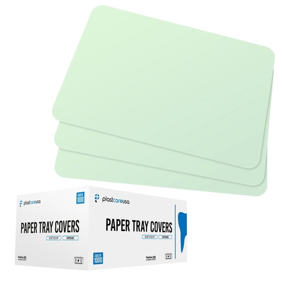 1000 Plastcare USA Disposable Paper Tray Covers 8.25" X 12.25" (Green)