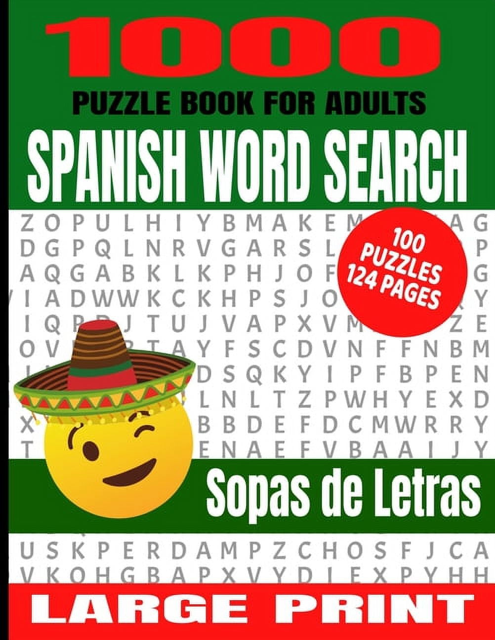 1000 Puzzle Book for Adults Spanish Word Search 100 Puzzles Great Way