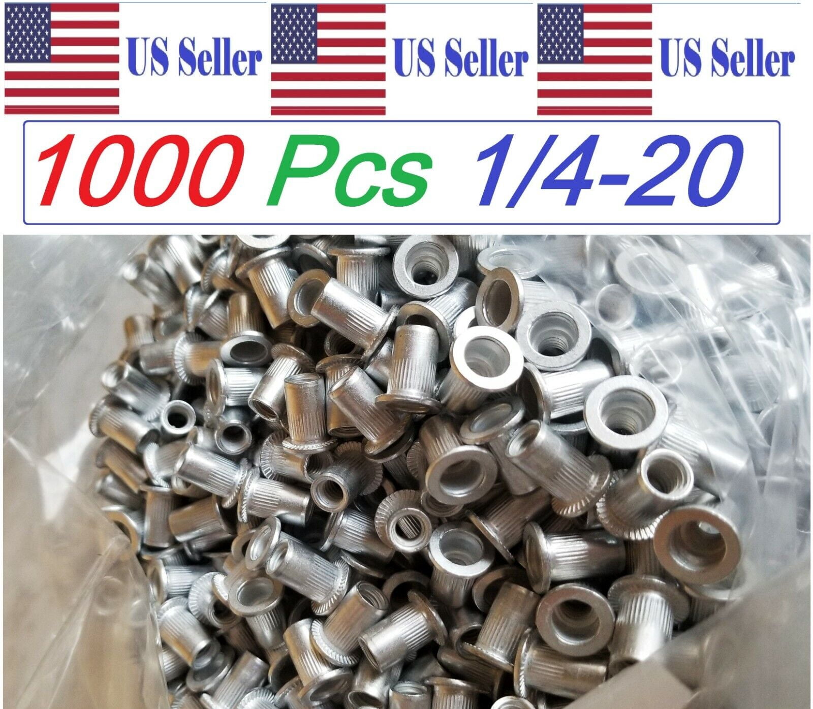 1000 QT 1/4-20 Aluminum Flange Nutserts Rivet Nut Rivnut Nutsert ...