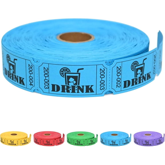1000 Raffle Tickets Rolls, Drink Tickets Single Roll for Events, Leisure, Movie Watching, Entertainment, Class Reward & Prizes (Blue - 5 Color Selection)