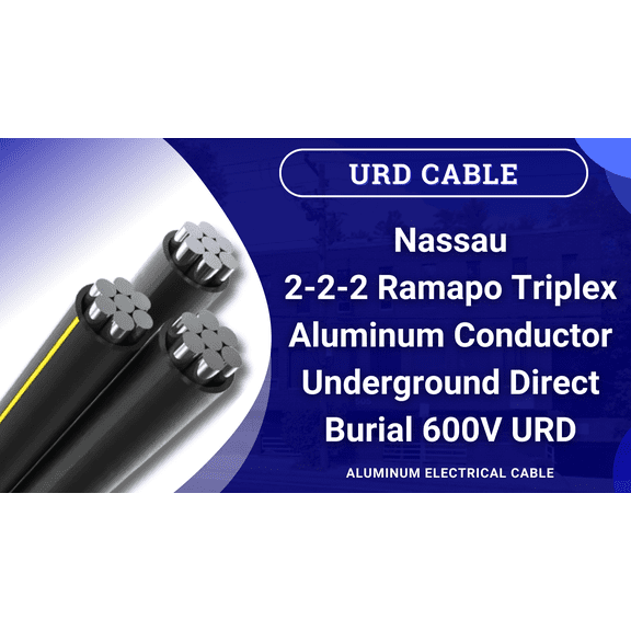 1000' Ramapo 2-2-2 Triplex Aluminum URD Direct Burial Cable 600V