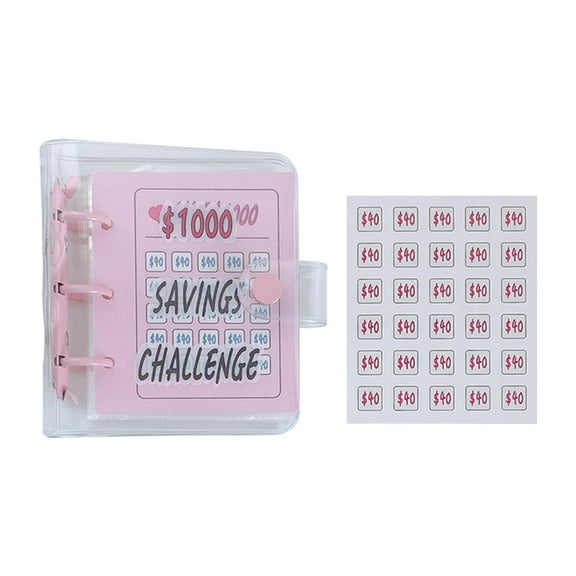 1000$ Savings Challenge Mini Binder with Envelopes,Storage Budgeting Binder Budget Book Cash Saving Challenge Box kit with Pouches,Family Emergency Binder