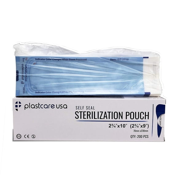 1000 Self-Sealing Sterilization Autoclave Pouch, 2.75" x 10", Paper/Blue Film (5 Boxes)