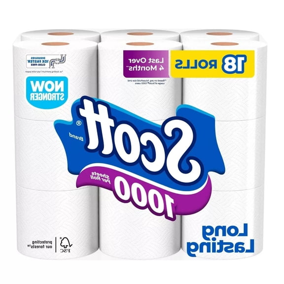 1000 Septic-Safe 1-Ply Toilet Paper - 18 Rolls