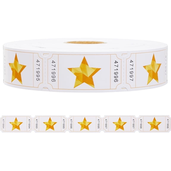 1000 Star Raffle Tickets, Single Roll Tickets for Events, Classroom Reward, Entry, Fundraiser & Prizes