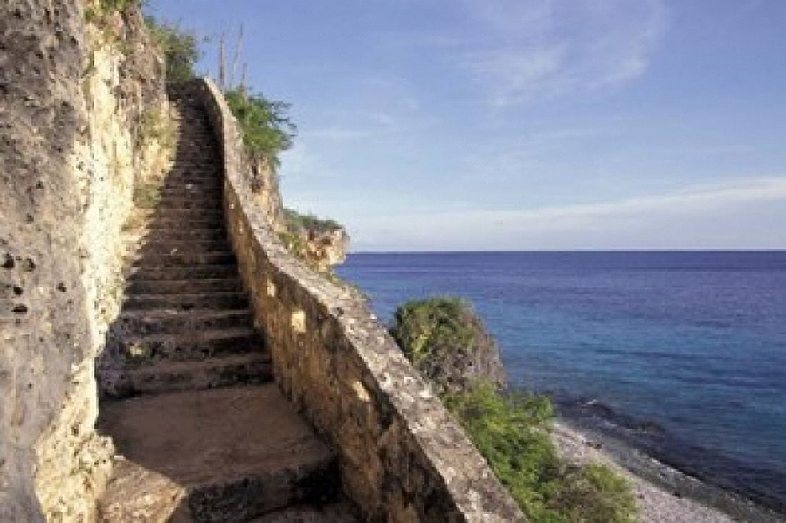 1000 Steps Limestone Stairway in Cliff Bonaire Caribbean Canvas Art - Greg Johnston DanitaDelimont (24 x 15)