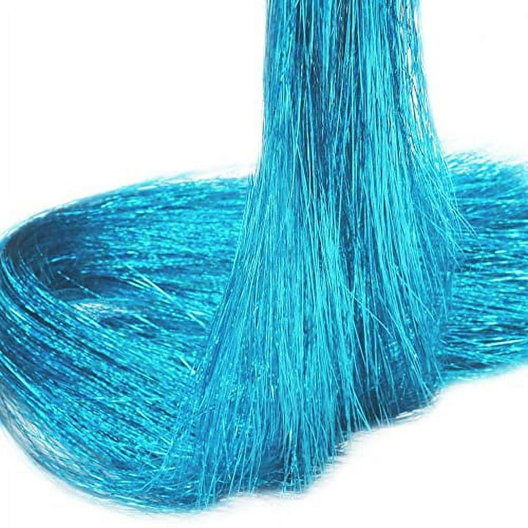 Bubbles - Blue UV-Reactive Hair Extension with Tinsel