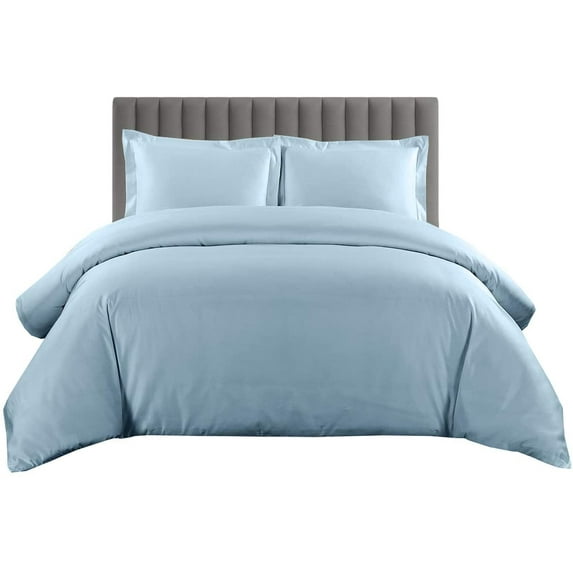 1000 TC 100% Egyptian Cotton Duvet Cover Zipper Closur Ultra Soft Durable and Fade Resistant Color Light Blue Solid size Full