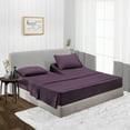 thumbnail image 1 of 1000 TC Cal King 34" Egyptian Cotton 4 Piece Top Split Flex Sheet Set for Adjustable Bed Soft & Smooth Fits up to 12 Inch Deep Pocket (1 Flat,1 Fitted Sheet & 2 Pillowcase, Plum), 1 of 6