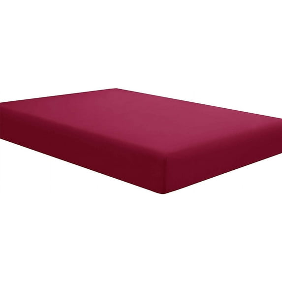 1000 TC Eco Friendly Quality Single 1-Piece Fitted / Bottom Sheet - Egyptian Cotton - Solid COLORS - California King Size - Solid Colors { Burgundy } Fit Pocket 30" Inches By KM LINEN