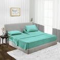 thumbnail image 1 of 1000 TC King 36" Egyptian Cotton 4 Piece Top Split Flex Sheet Set for Adjustable Bed Soft & Smooth Fits up to 18 Inch Deep Pocket (1 Flat,1 Fitted Sheet & 2 Pillowcase, Aqua Green), 1 of 6