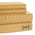 thumbnail image 1 of 1000 TC Luxury & Silky Sheet Set - 4-Pieces Egyptian Cotton - Striped COLORS - California King Size - Striped Colors { Gold } Fit Pocket 30" Inches By KM LINEN, 1 of 1