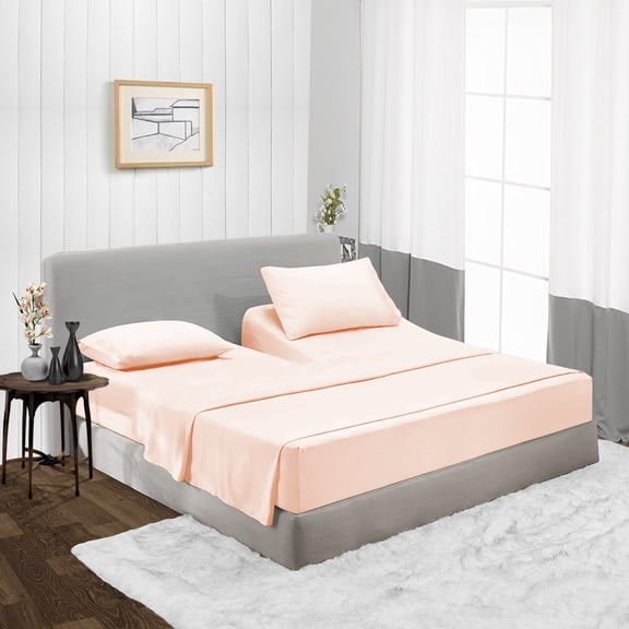 1000 TC Queen 36" Egyptian Cotton 4 Piece Top Split Flex Sheet Set for Adjustable Bed Soft & Smooth Fits up to 12 Inch Deep Pocket (1 Flat,1 Fitted Sheet & 2 Pillowcase, Peach)